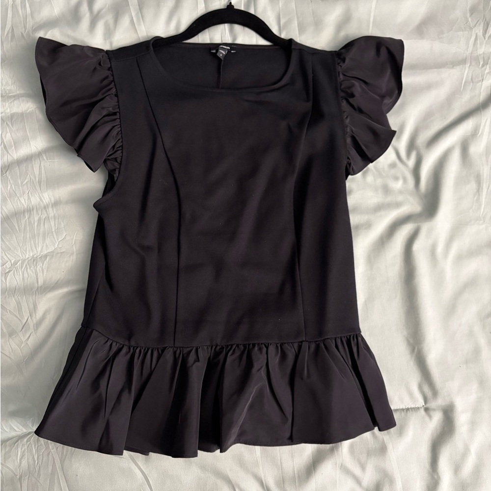 Express Black Ruffle Sleeve Blouse